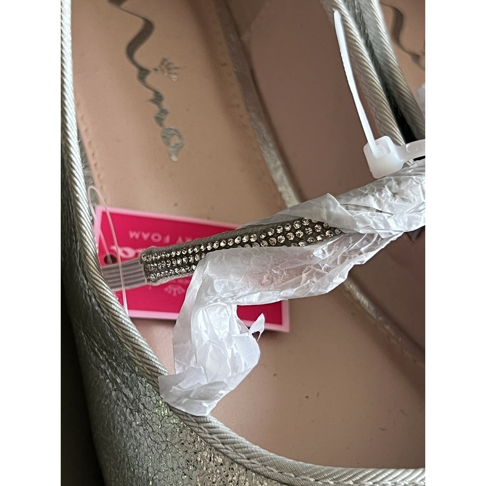 Nina Girls Mary Jane Ballet Flats Size 6 Silver metallic Kendalla Rhinestone - Picture 6 of 9